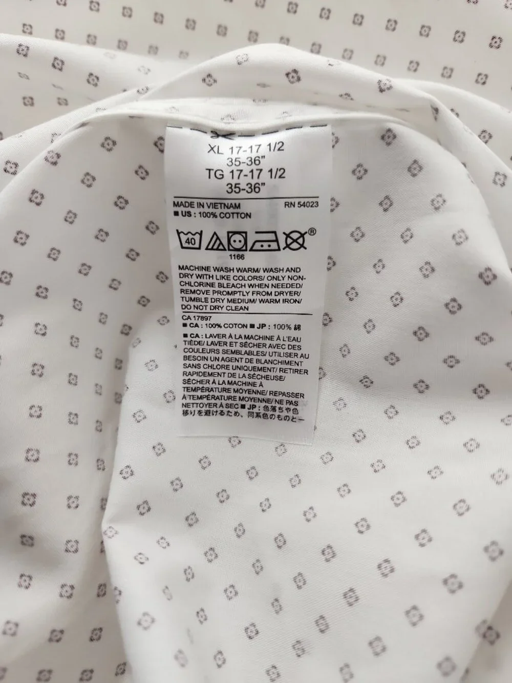 Banana Republic Slim Fit Non-Iron long sleeves shirt white floral geo men's XL